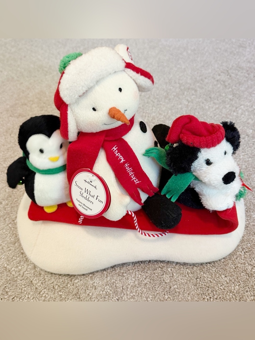 Hallmark Christmas Jingle Pals SNOW WHAT FUN SLEDDERS Musical Snowman TESTED